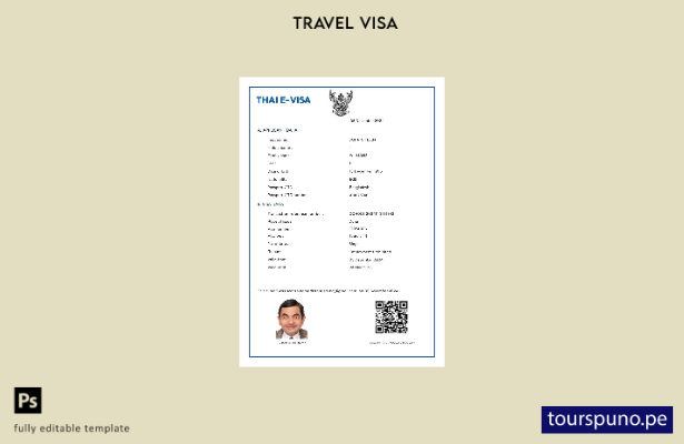 Plantilla de visa de destino para Tailandia (DTV) lista para imprimir